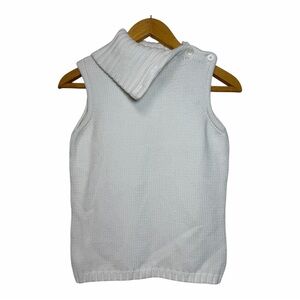 GAP VTG Sleeveless Knit Button Turtle Neck Cowl Sweater Vest Y2K White Size S